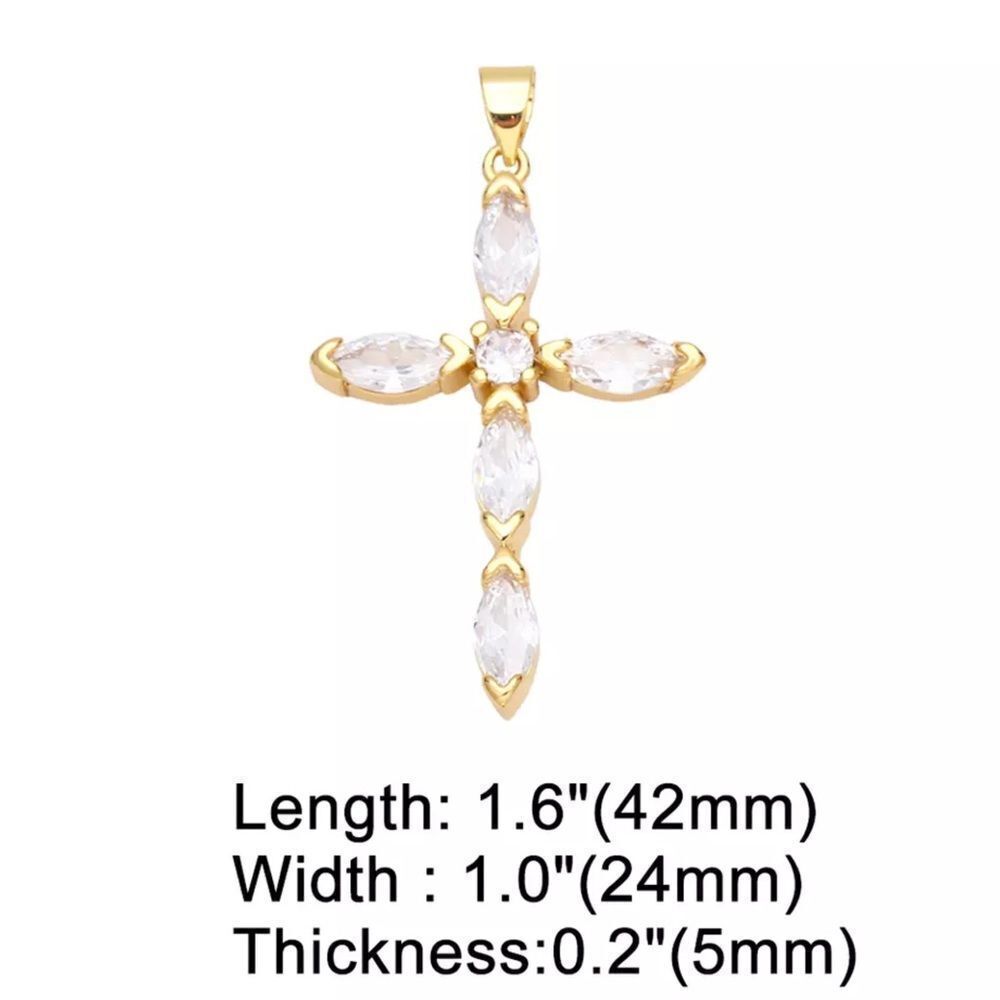 💎03💎 2.7 ct White Clear Quartz Crystal Goldtone Cross Pendant KindLuxuries